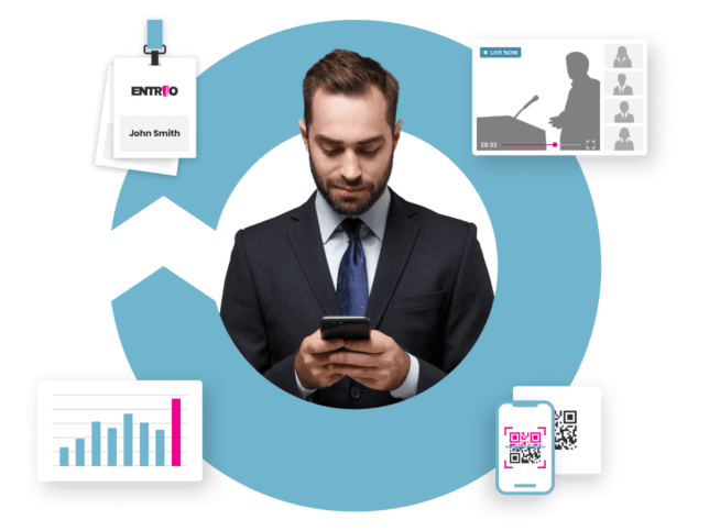 Visual preview of Entrio 360 event management solution for corporate events
