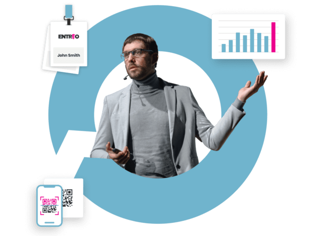 Visual preview of Entrio in-person event management solution for corporate events